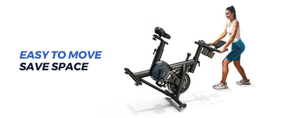 MERACH Exercise Bike – Low Noise Stationary Cycling Bike with 270lbs Weight Capacity, Tablet Mount & Fitness Courses for Indoor Workouts