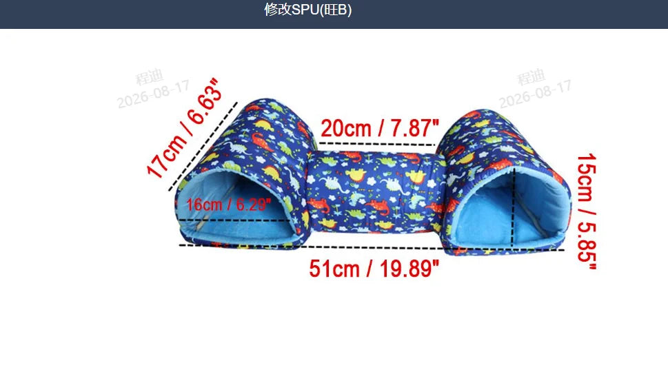 Small Pet Hideaway Tunnel - Cozy Hamster, Gerbil, Guinea Pig, and Ferret Sleeping Cave and Hideout Toy