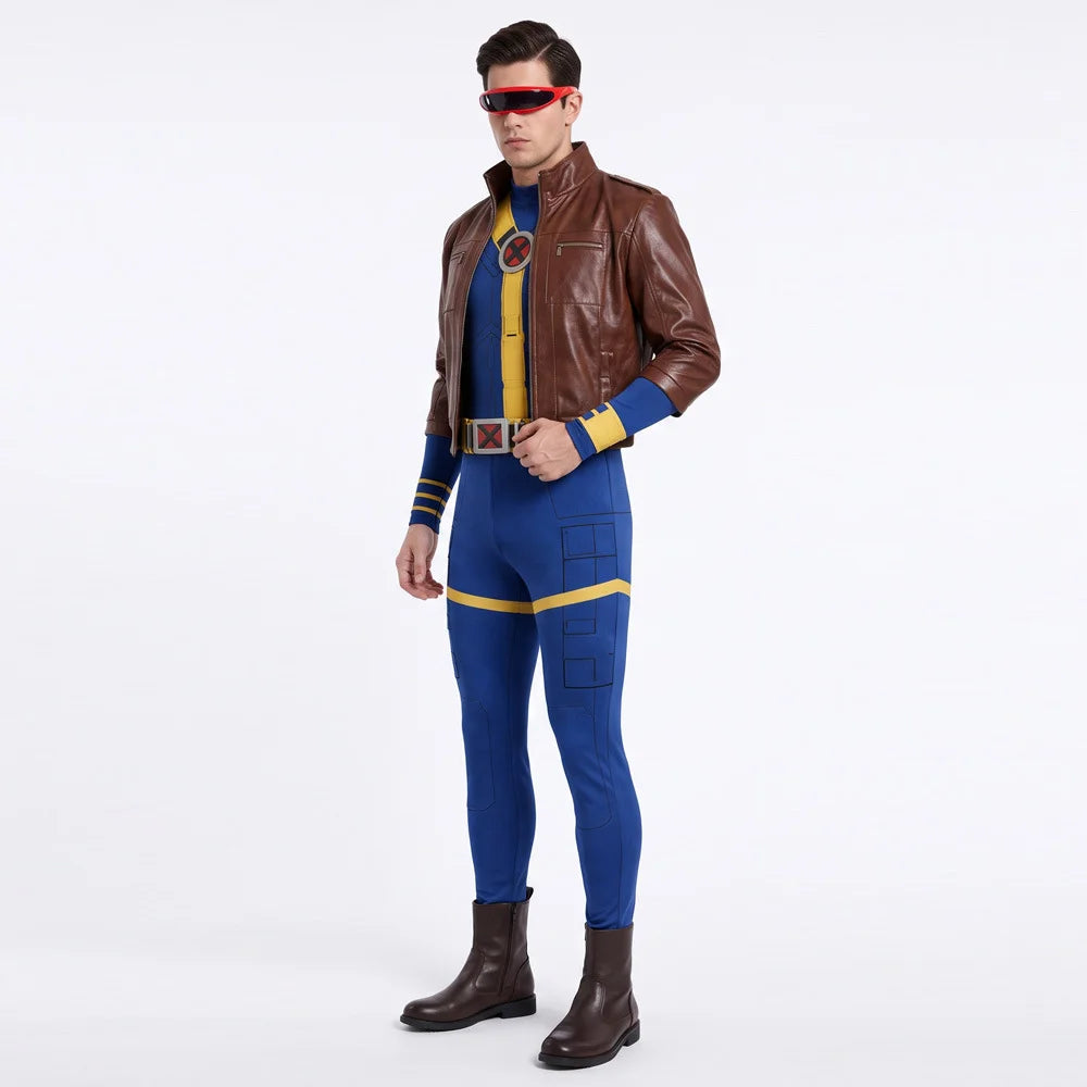 Men's Cyclops Cosplay Costume Set - Roleplay Coat & Glasses Outfit for Halloween, Carnival & Fantasy Events