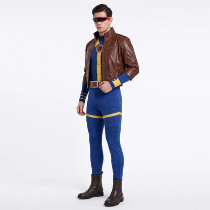 Men's Cyclops Cosplay Costume Set - Roleplay Coat & Glasses Outfit for Halloween, Carnival & Fantasy Events