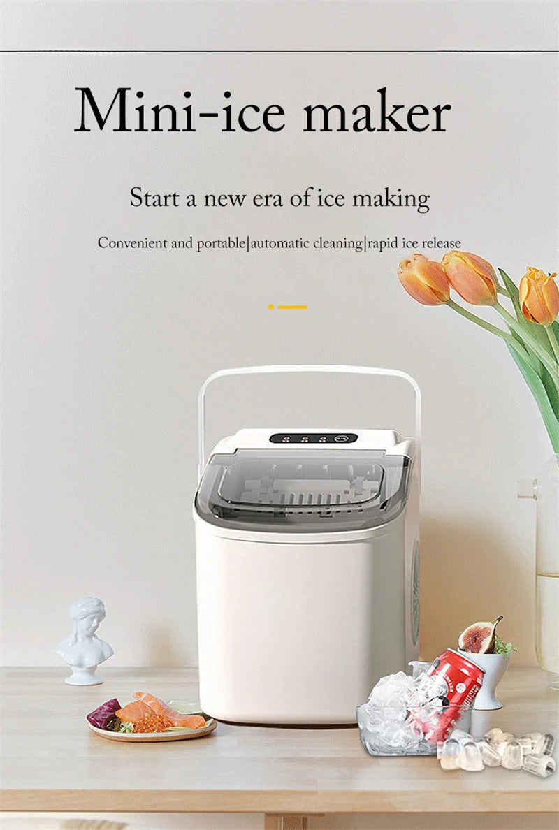 Portable Electric Ice Cube Maker - Automatic Bullet Round Ice Machine, 15kg/24H for Family, Bar, Coffee Shop, Kitchen, Office