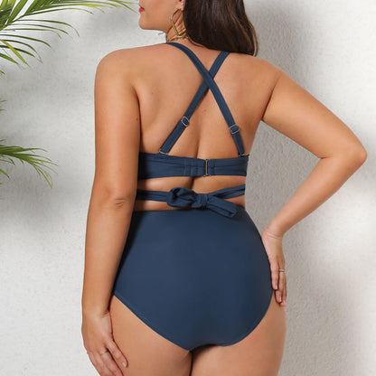 Cupshe Plus Size Wrap Tie High Waist Bikini Set – Women’s Large Size 3XL Two-Piece Swimwear Beach Bathing Suit