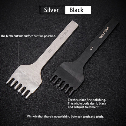 WUTA Leather Chisel Tool – Diamond Pricking Iron with 3/4/5/6mm Hole Punch for Stitching & Leathercraft