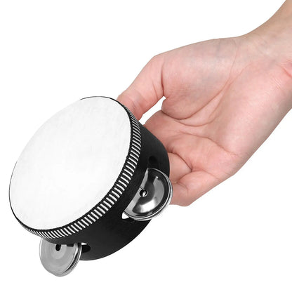 Handheld Tambourine Drum with Metal Jingles – Percussion Musical Instrument for Children’s Music & Dance