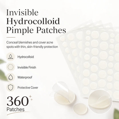 360pcs Invisible Acne Patches - Pimple Spot Stickers for Skin Care