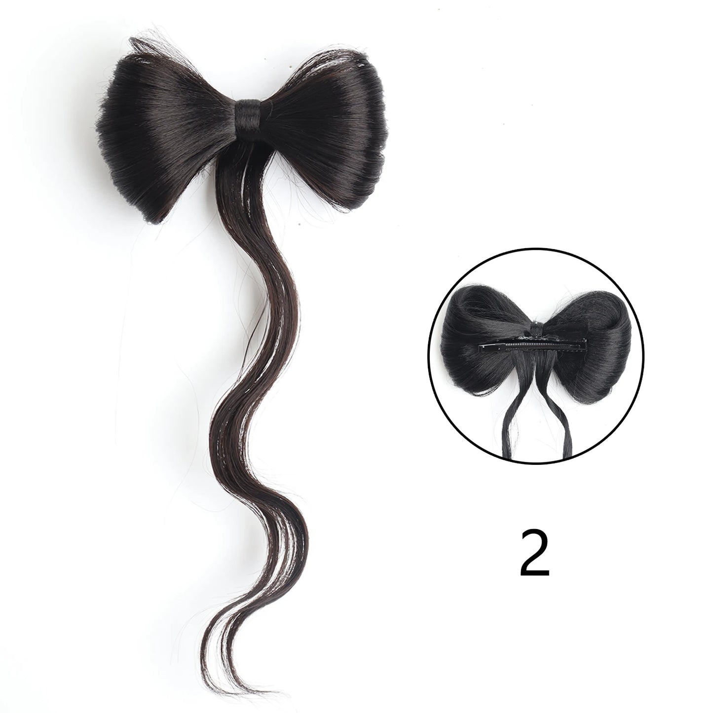 Bowknot Claw Clip Hair Bun – Synthetic Clip-In Hair Extensions for Women’s Daily Use