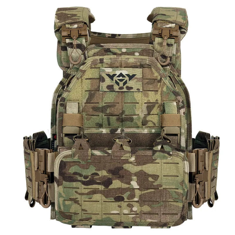 YAKEDA ATFG MOX CAMO Tactical Plate Carrier – Lightweight, Quick Release, 1000D Nylon MOLLE Vest for Combat & Hunting