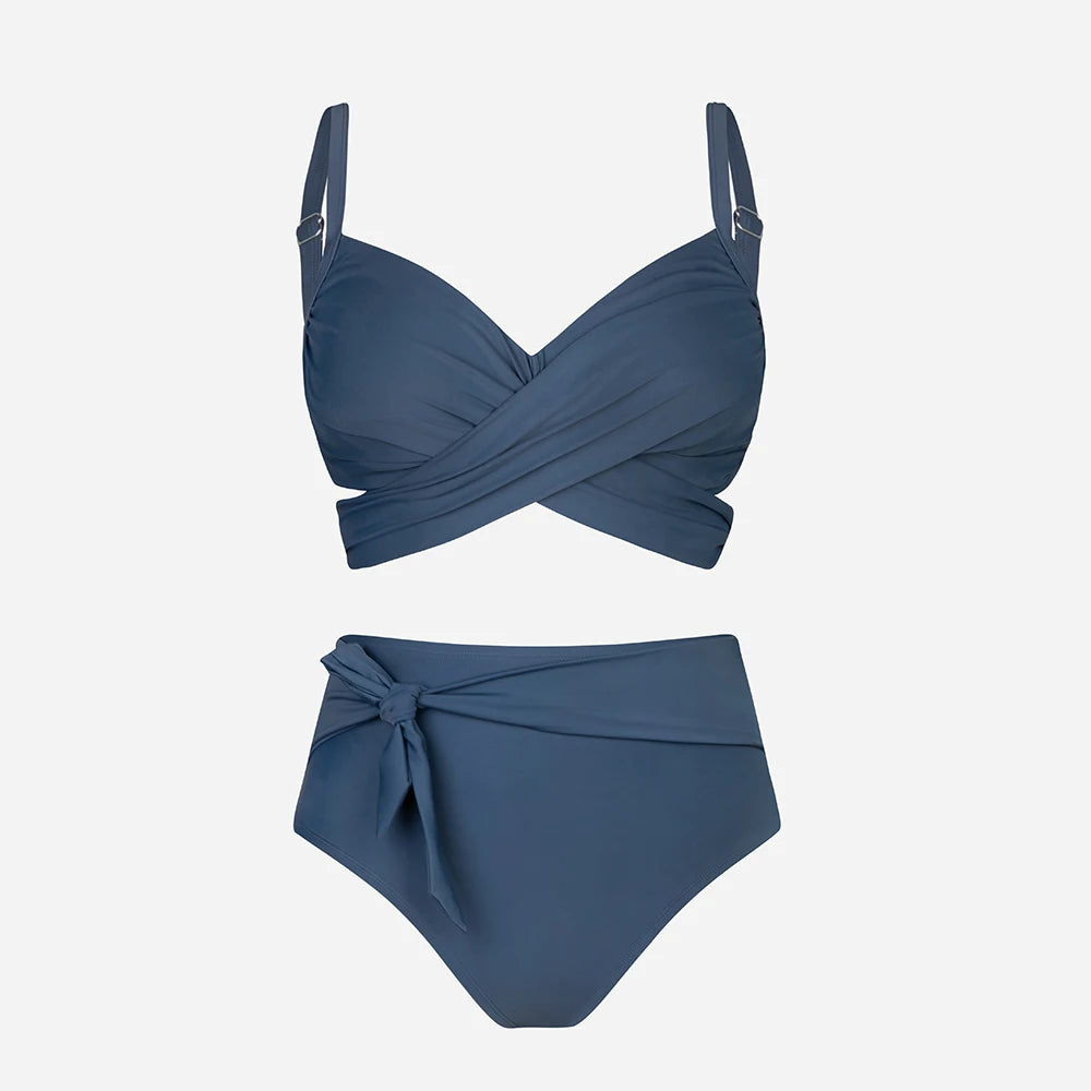 Cupshe Plus Size Wrap Tie High Waist Bikini Set – Women’s Large Size 3XL Two-Piece Swimwear Beach Bathing Suit
