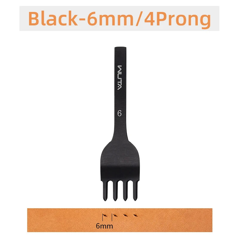 WUTA Leather Chisel Tool – Diamond Pricking Iron with 3/4/5/6mm Hole Punch for Stitching & Leathercraft