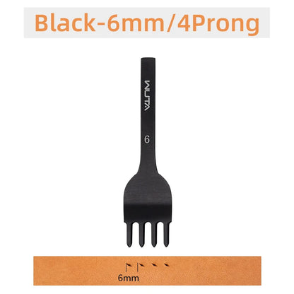 WUTA Leather Chisel Tool – Diamond Pricking Iron with 3/4/5/6mm Hole Punch for Stitching & Leathercraft