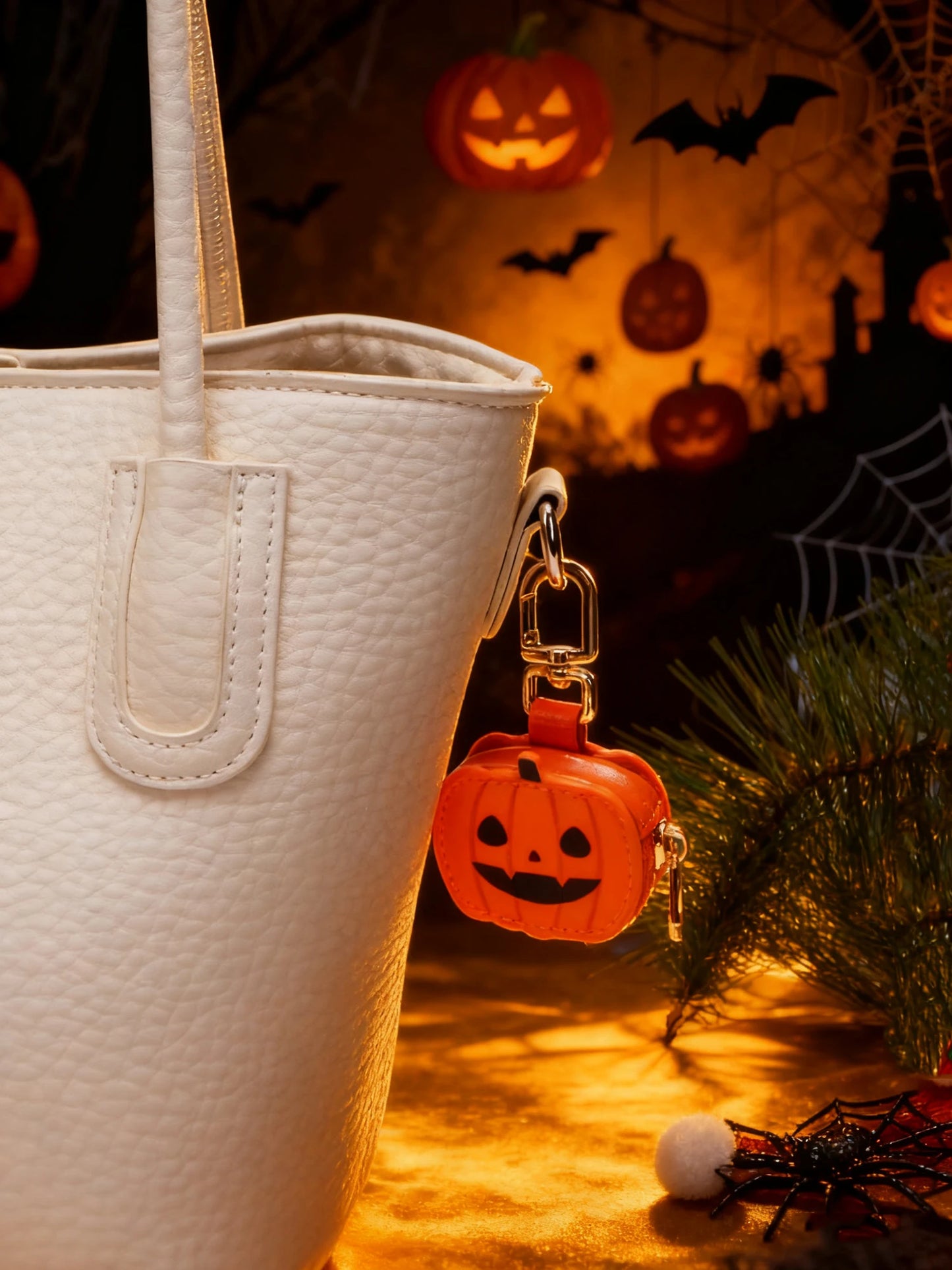 Halloween Pumpkin Coin Purse - Cute Mini Pendant Keychain Bag & Gift Accessory