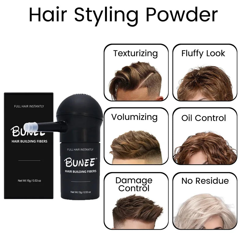 BUNEE Hair Fiber 15g Set for Men – Natural Hair Thickening Fibers for Bald Spots & Thinning Areas, Instant Scalp Coverage Powder Hair Concealer