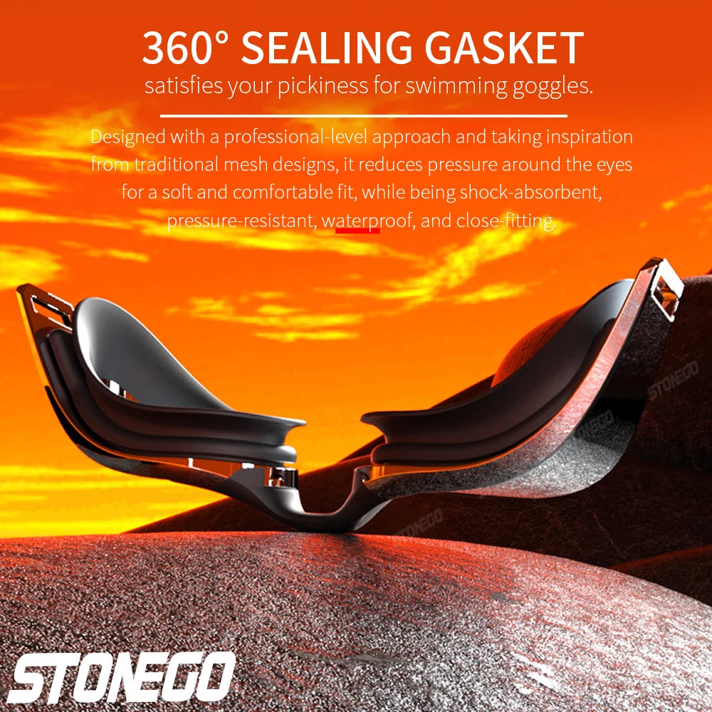 Premium Anti-Fog Swim Goggles - HD Wide-Angle Lens, Comfort Fit, Adjustable Nose Bridge, Stylish Design for Swimming Enthusiasts