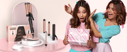 BESTOPE PRO 5-in-1 Curling Wand Set with Hair Straightener, Hair Crimper & 3 Ceramic Curling Irons