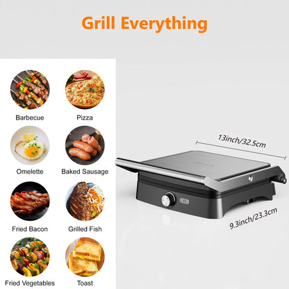 Panini Press Grill & Sandwich Maker – 4-Slice Non-Stick Indoor Grill, 180° Open, 1200W with Temperature Control