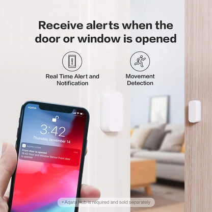 Original Aqara ZigBee Door & Window Sensor – Wireless Smart Home Security, Works with MiHome & HomeKit APP (MCCGQ11LM)