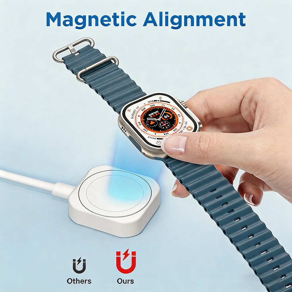 TIMESS Magnetic Fast Apple Watch Charger - USB-C Charging Cable for Apple Watch Series 1–11, SE and Ultra