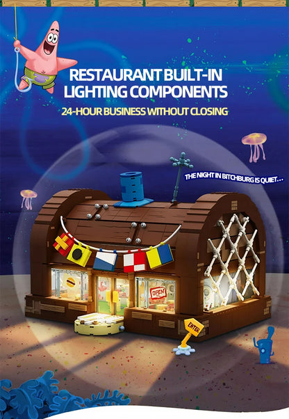 SpongeBob Krusty Krab Building Blocks – Creative Canteen Scene Model Bricks Desktop Toy for Kids