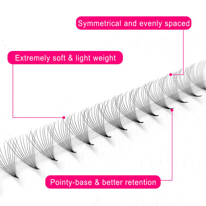 CoMango 600 Premade Volume Lash Fans | Pointy Base 3D–16D Eyelash Extensions – Faux Mink Wholesale
