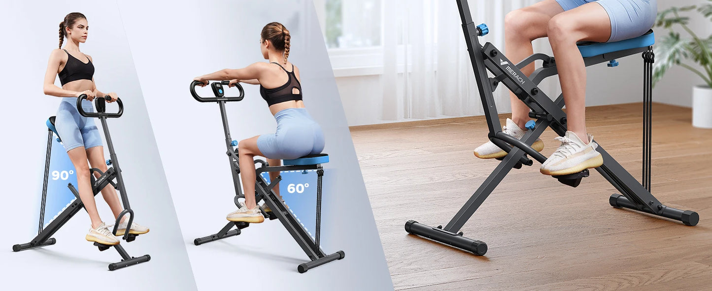 MERACH 2 in 1 Squat Rowing Machine – Foldable Glute Trainer & Leg Exercise Equipment, Easy Setup for Home Fitness