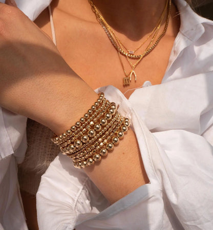 Uworld Stainless Steel Bead Chain Bangle Bracelet – Waterproof Gold Tone Fashion Jewelry for Men & Women, Trendy Statement Design
