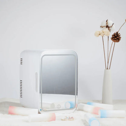 Cooseon 4L Mini Mirror Fridge – AC/DC Heated Cooling Beauty & Skincare Refrigerator, Portable Car Mini Fridge