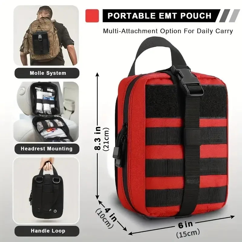Outdoor First Aid Kit - EDC MOLLE Medical Survival Emergency Pack for Camping Hiking Fishing & Travel