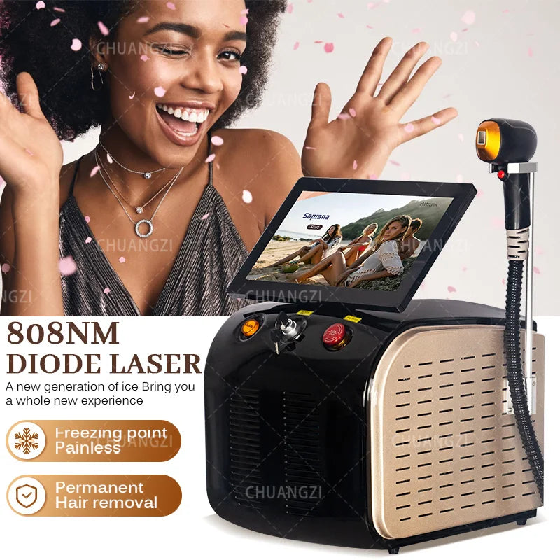Professional Diode Ice Titanium Laser Hair Removal Machine - 3 Wavelength 755/808/1064nm, Face & Body Epilator for Salon Use