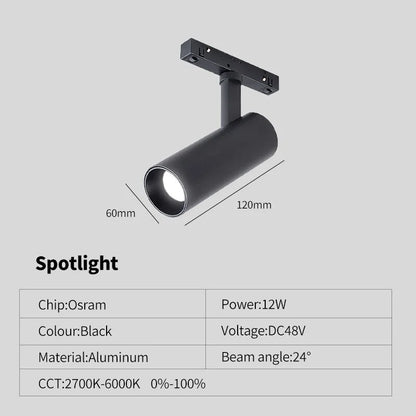 New Magnetic Track Light – Dimmable 48V LED Ceiling Lamp with Remote Control & No Main Light Design Spotlight