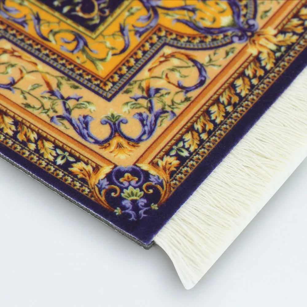Persian Mini Woven Rug Mousepad - Retro Style Carpet Pattern Cup Laptop PC Mouse Pad with Fringe - Home Office Table Decor Craft