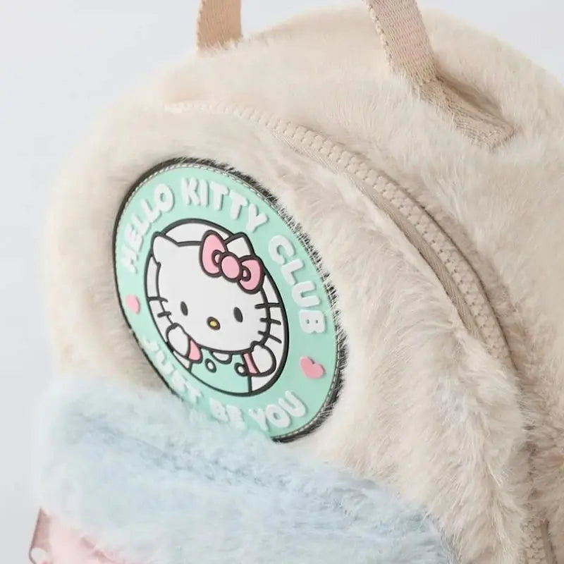 Disney Stitch Plush Autumn Backpack - Hello Kitty Cute Color-Block Bag for Kids, Perfect School Gift