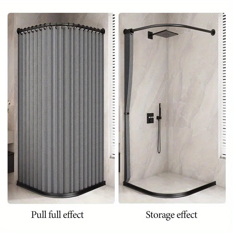 Foldable Magnetic Shower Curtain - Waterproof Bathroom Privacy Divider for Home, Apartment and Dorm