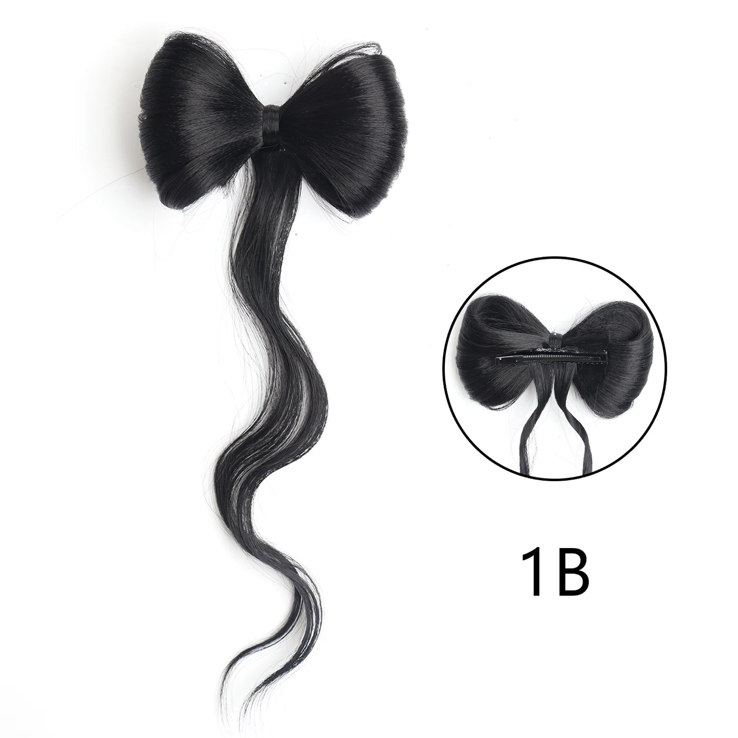 Bowknot Claw Clip Hair Bun – Synthetic Clip-In Hair Extensions for Women’s Daily Use