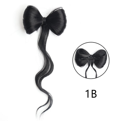Bowknot Claw Clip Hair Bun – Synthetic Clip-In Hair Extensions for Women’s Daily Use