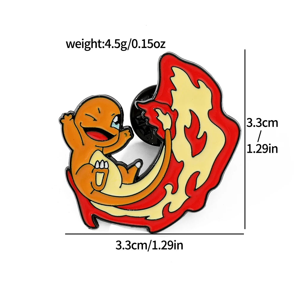 MINISO 4-Pcs Cartoon Pokémon Enamel Brooches — Cute Animated Character Pins for Women’s Bags & Accessories