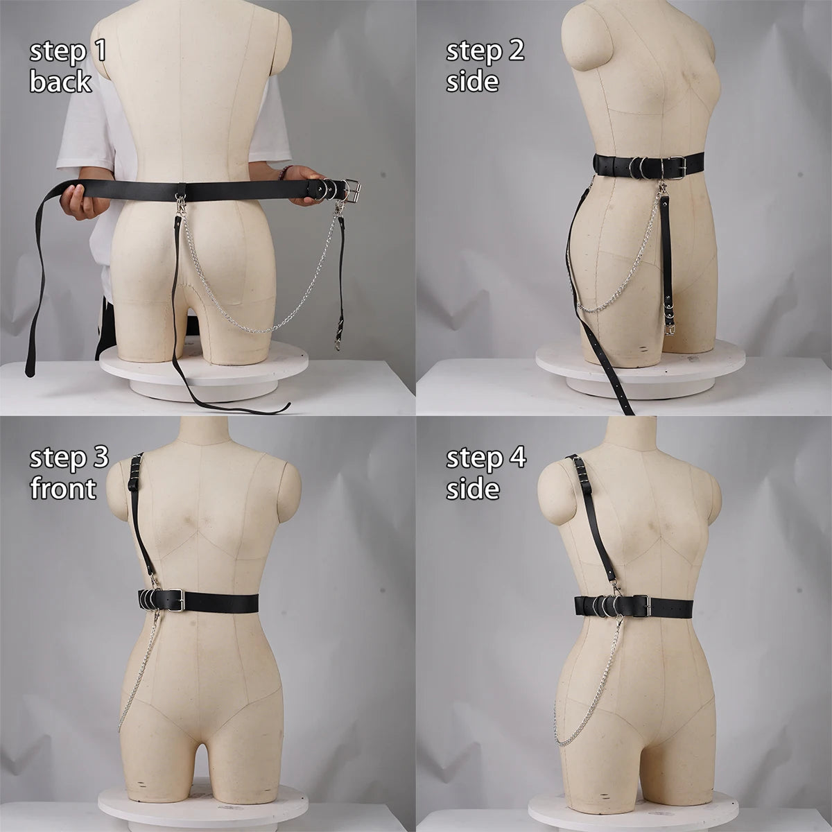 Women’s Punk Chain Belt – Adjustable Street Style Gothic Harness Strap Fashion Accessory