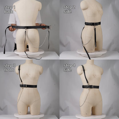 Women’s Punk Chain Belt – Adjustable Street Style Gothic Harness Strap Fashion Accessory