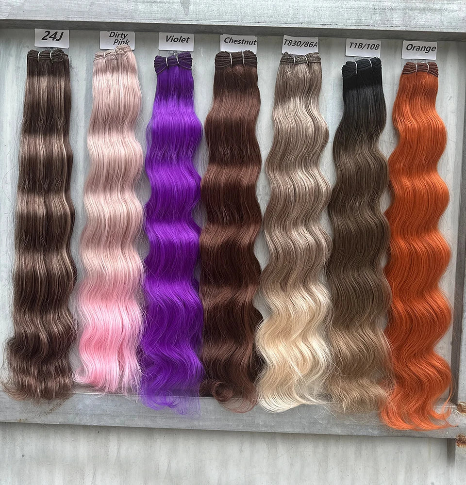Highlight Gold Bio Body Wave Hair Weave Bundles – 26"/30" Synthetic High Temperature Soft, Natural Human-Like Fiber Hair Extensions