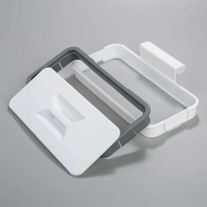 Kitchen Trash Storage Rack with Hanging Garbage Bag Hook - Multi-Use Scouring Pad Dry Shelf Holder and Dish Organizer