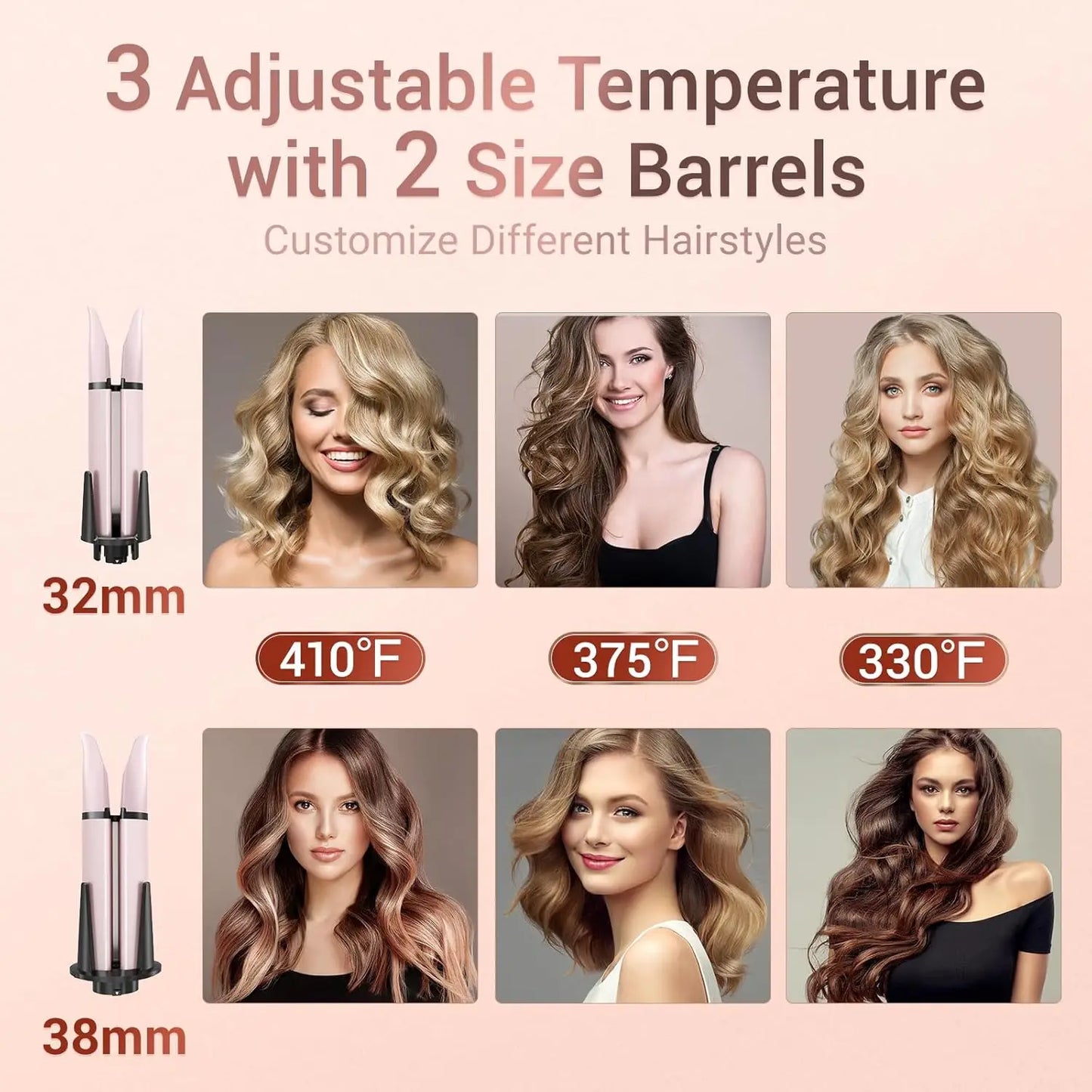 BESTOPE PRO Automatic Curling Iron – Replaceable Hair Curler Wand with 2 Barrel Sizes (1", 1.25") & 3 Temperature Settings Hair Waver