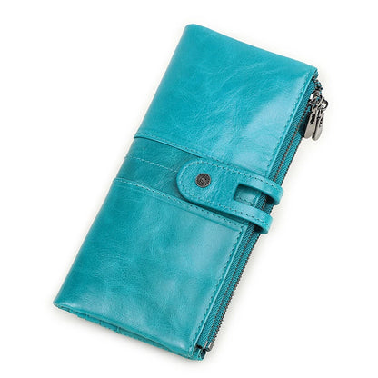 CONTACT'S Men’s Genuine Leather Clutch Wallet – Long Vintage Wallet with Card Holder, Zipper Coin Purse & Money Bag