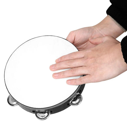 Handheld Tambourine Drum with Metal Jingles – Percussion Musical Instrument for Children’s Music & Dance