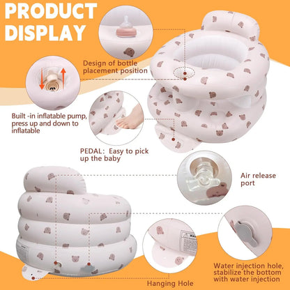 Inflatable Baby Seat with Built-In Air Pump – Portable Wraparound Infant Support Chair for Babies 6–12 Months Learning to Sit