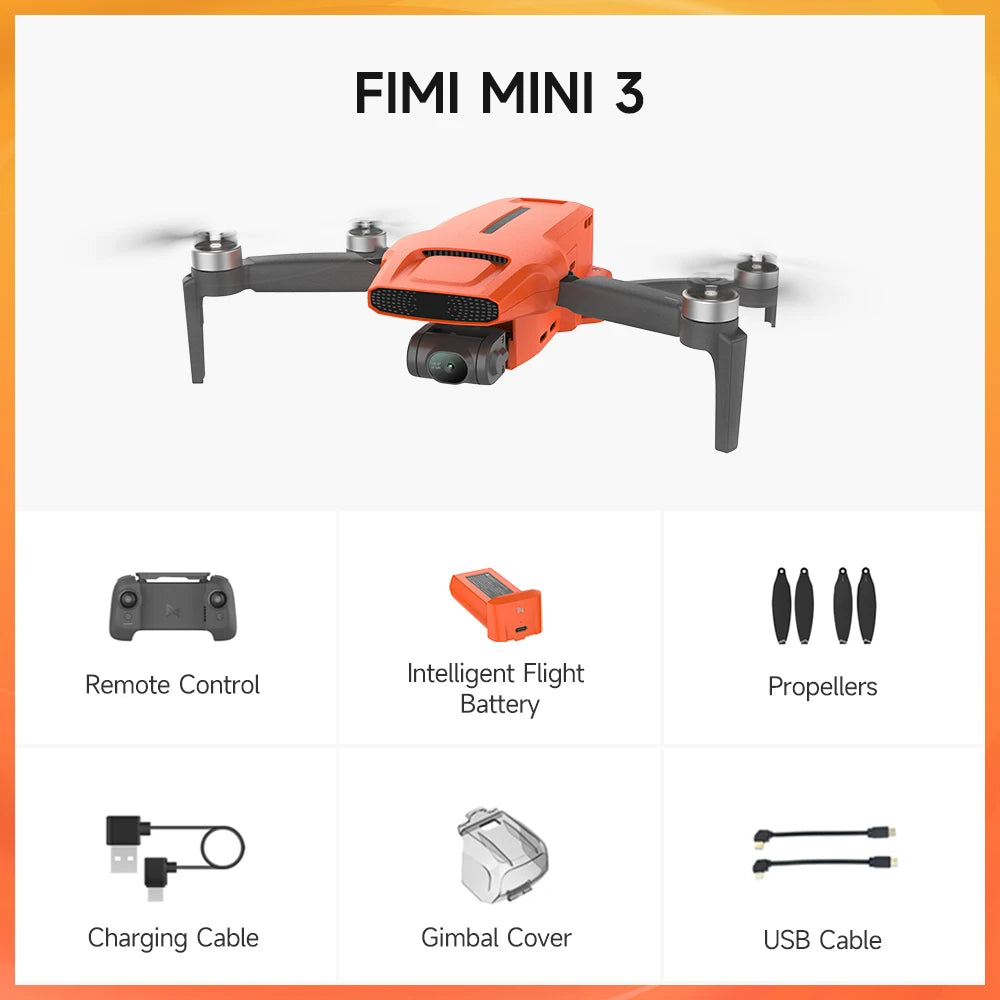 FIMI MINI 3 Drone – 4K 60FPS AI Super Night Video, 9KM Range, 3-Axis Gimbal, 249g Ultralight Smart Tracking Pro Drone