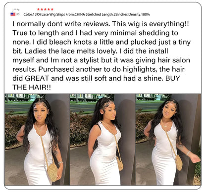 13x4/13x6 Body Wave Transparent Lace Front Wig – HD Bling Hair, 180% Density Human Hair, 4x4 Lace Closure for Women