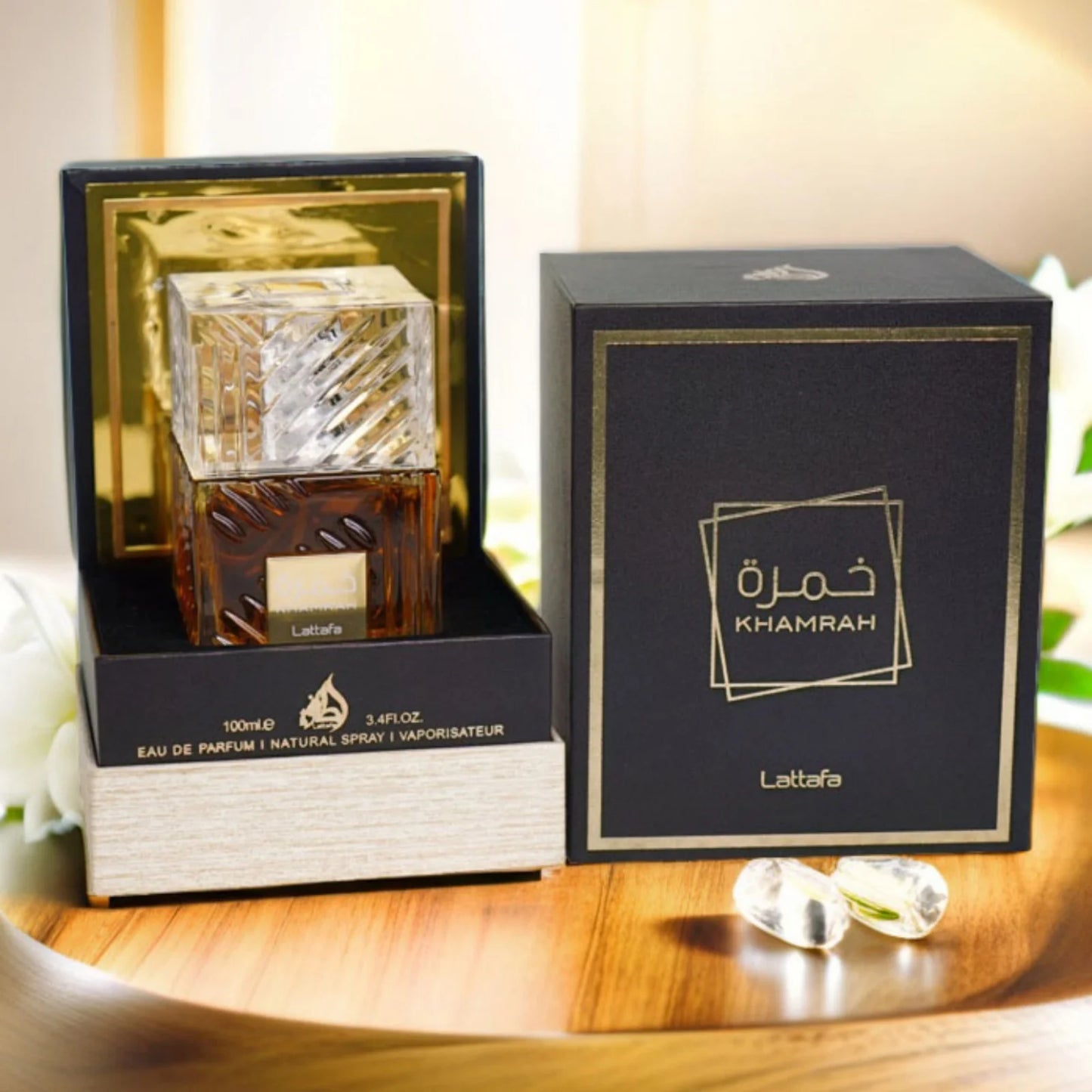 Lattafa Khameah Eau De Parfum 3.4 Oz - Long-Lasting Spicy & Warm Vanilla Fragrance for Men & Unisex, Elegant Perfume Gift