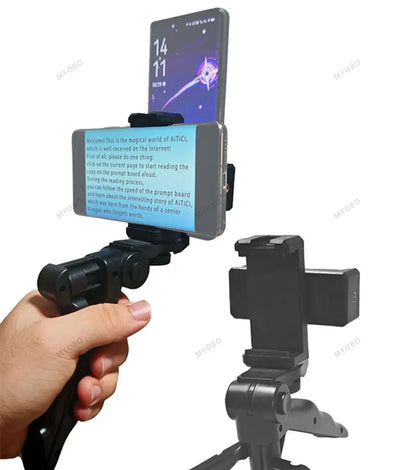 Teleprompter Clip for Phone – Live Broadcast Desktop Handheld Stand, Video Subtitle & Speech Reading Tripod Accessories