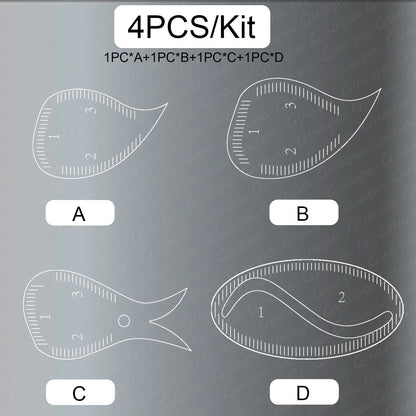 Tear Drop Arch Brow Mapping Tool Kit — 1-Minute PMU Eyebrow Shaping Ruler & Stencil for Hairstroke & Eyeliner