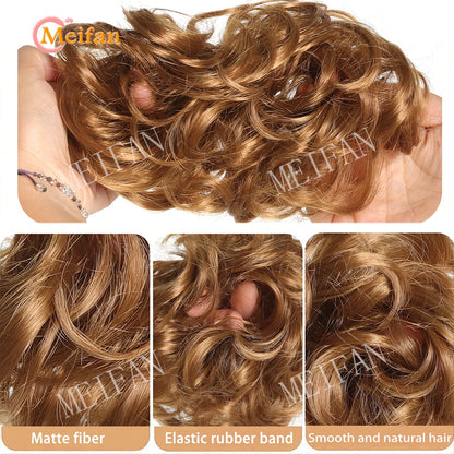 MEIFAN Synthetic Chignon Hair Bun – Elastic Rubber Band Clip-In Updo Ponytail Hair Extension for Women