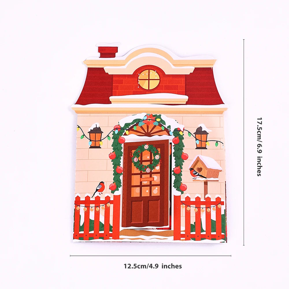 3D Christmas Tree Greeting Card – Cat Xmas Pop-Up Postcard with Envelope